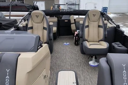 Slide: The Image of Interior of 2026 Viaggio x22u boat with luxurious seating. - 13