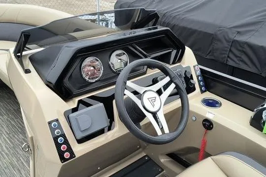 Slide: The Image of Interior view of Viaggio x22u 2026 boat cockpit with steering wheel and instruments. - 5
