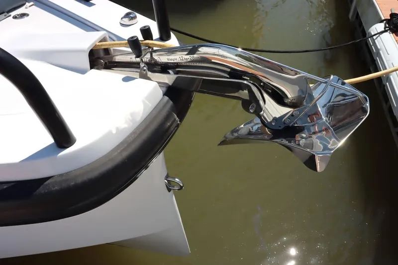 Slide: The Image of Anchor detail of 2022 Axopar 37 XC Cross Cabin boat in marina. - 59