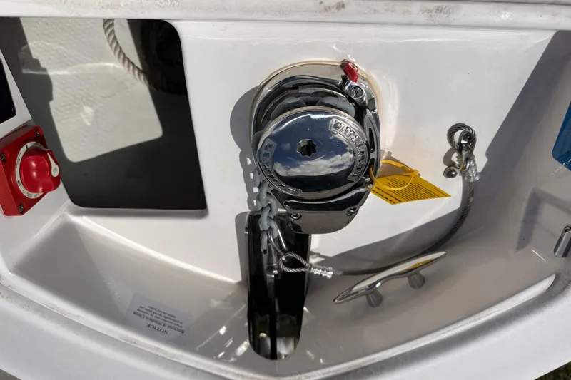 Slide: The Image of Close-up of anchor system on a 2025 Regal LX6 boat. - 17