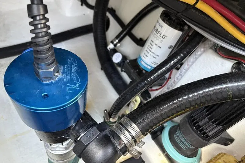 Slide: The Image of Close-up of boat engine components, Stuart 27 model 2025. - 47