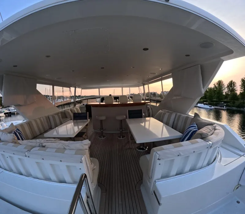 Slide: The Image of Luxurious 2007 Hargrave yacht interior with spacious seating and elegant design. - 10