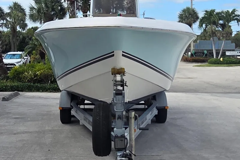 Slide: The Image of 2008 Clearwater 2300 Center Console on trailer, front view. - 22