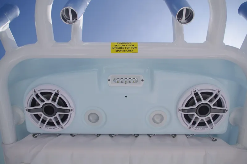 Slide: The Image of Speakers on Everglades 235 Center Console boat, year 2023. - 22