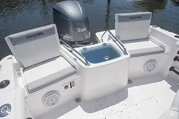 Slide: The Image of Everglades 235 Center Console 2023 with engine and seating area. - 49