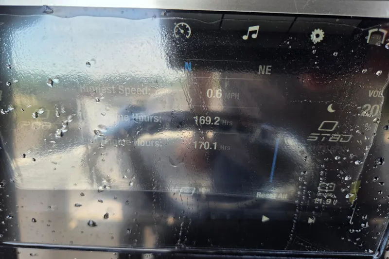 Slide: The Image of Yamaha 255 FSH Sport E 2023 display with water droplets. - 10