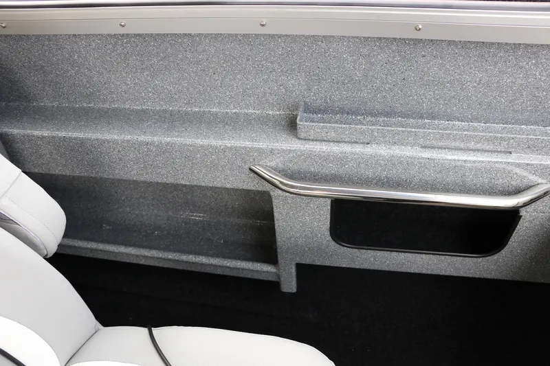 Slide: The Image of Interior view of 2026 KingFisher 2425 Escape HT boat, featuring sleek seating and storage. - 12