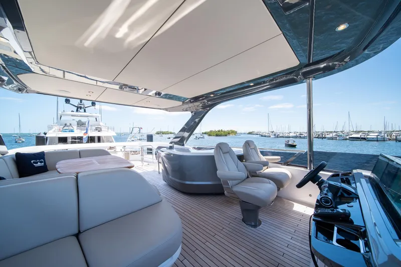 Slide: The Image of Luxurious 2025 Princess F65 yacht interior with plush seating and scenic ocean view. - 39