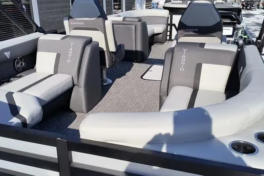 Slide: The Image of Interior of 2026 Viaggio x22u with luxurious gray seating. - 12