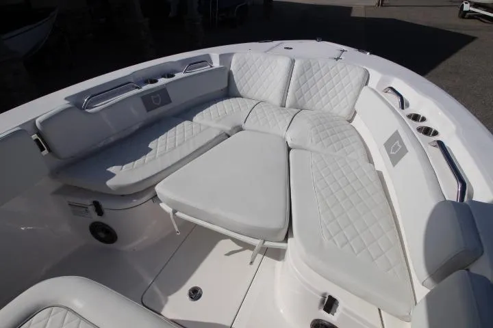Slide: The Image of Interior view of 2026 Sea Fox 248 Commander with luxurious seating. - 12