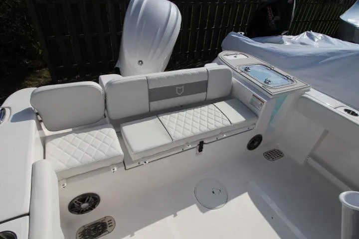 Slide: The Image of Interior of 2026 Sea Fox 248 Commander with cushioned seating. - 13