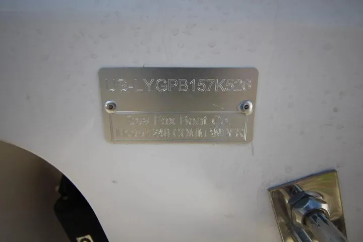 Slide: The Image of Metal plate on Sea Fox 248 Commander boat, year 2026. - 16