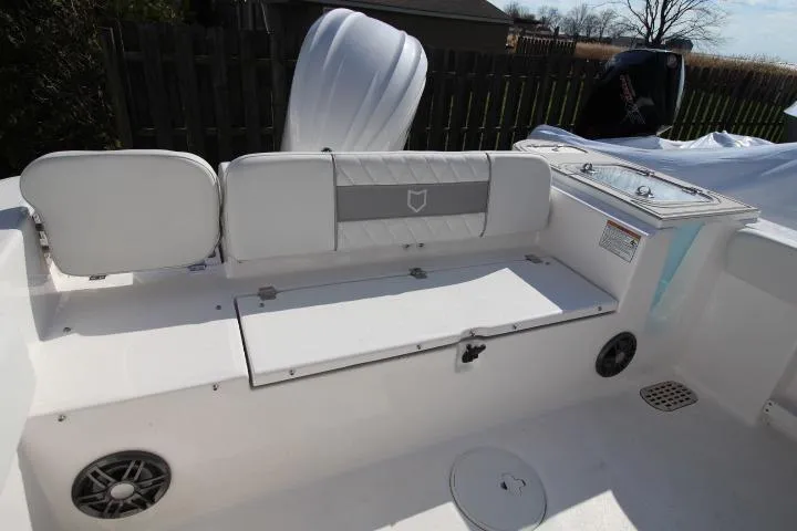 Slide: The Image of Interior view of 2026 Sea Fox 248 Commander with seating bench. - 6