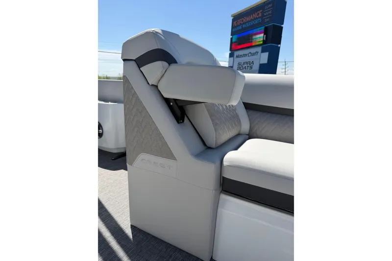 Slide: The Image of 2026 Crest Caribbean 250 SLS boat seat with modern design and comfortable upholstery. - 43