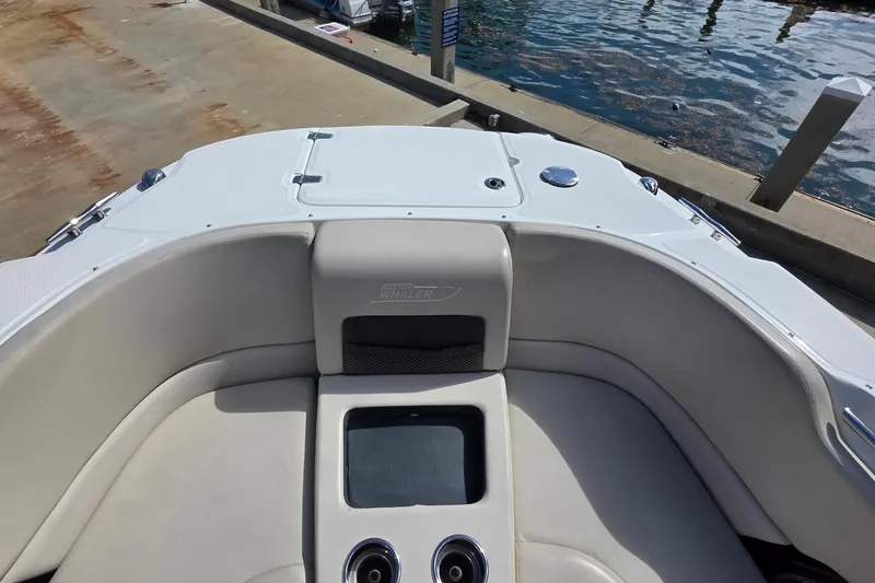 Slide: The Image of 2015 Boston Whaler 270 Vantage boat interior at dockside. - 11