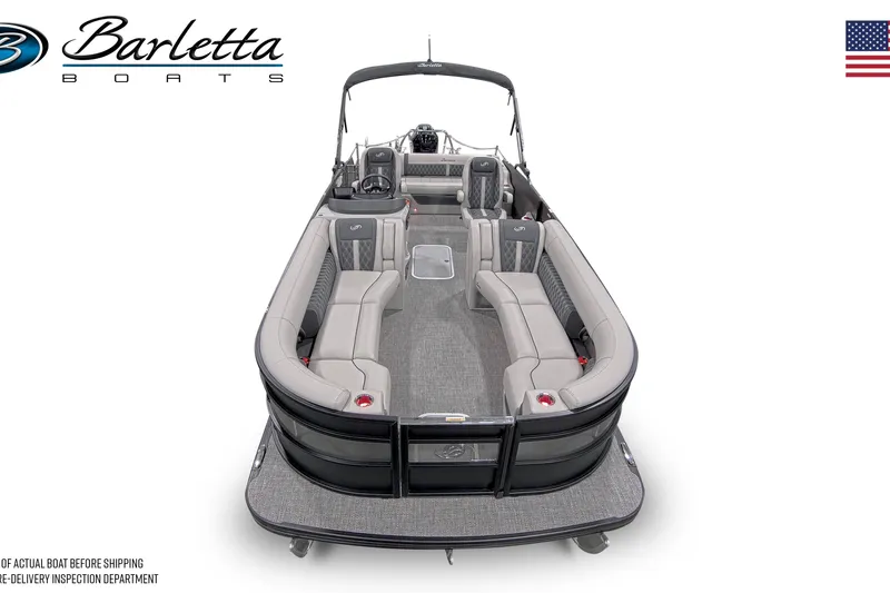 Slide: The Image of 2026 Barletta Lusso 25UC pontoon boat with luxurious seating and sleek design. - 15