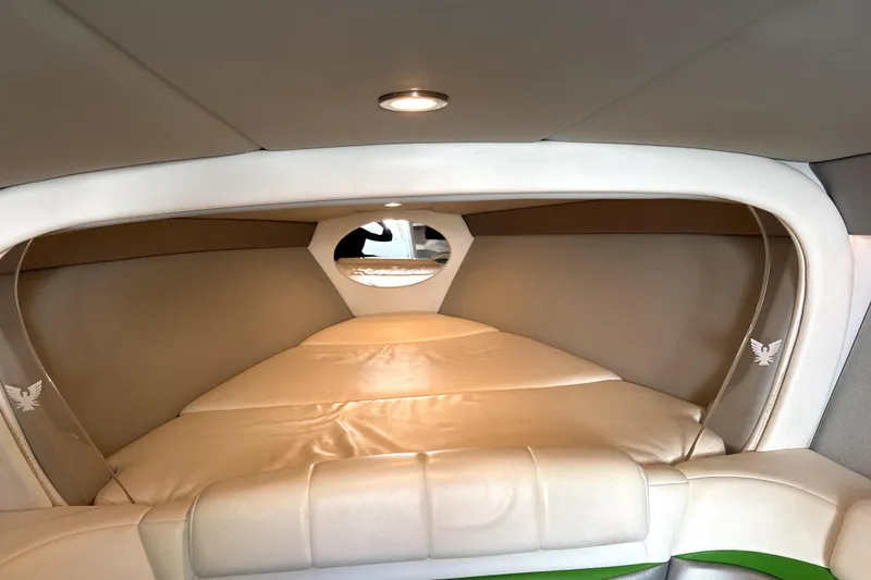 Slide: The Image of Interior cabin of 2008 Formula 353 FASTech boat, featuring beige leather seating. - 15
