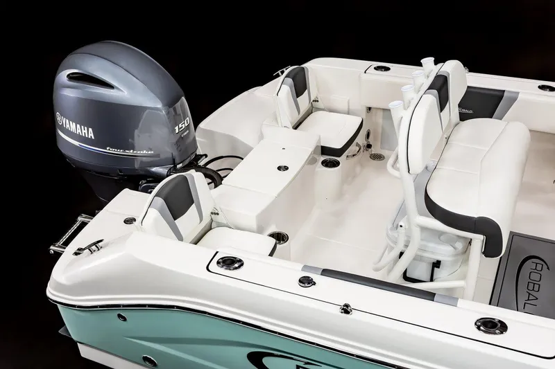 Slide: The Image of Manufacturer Provided Image: 2025 Robalo R180 Center Console boat with Yamaha engine, featuring spacious seating and modern design. - 12