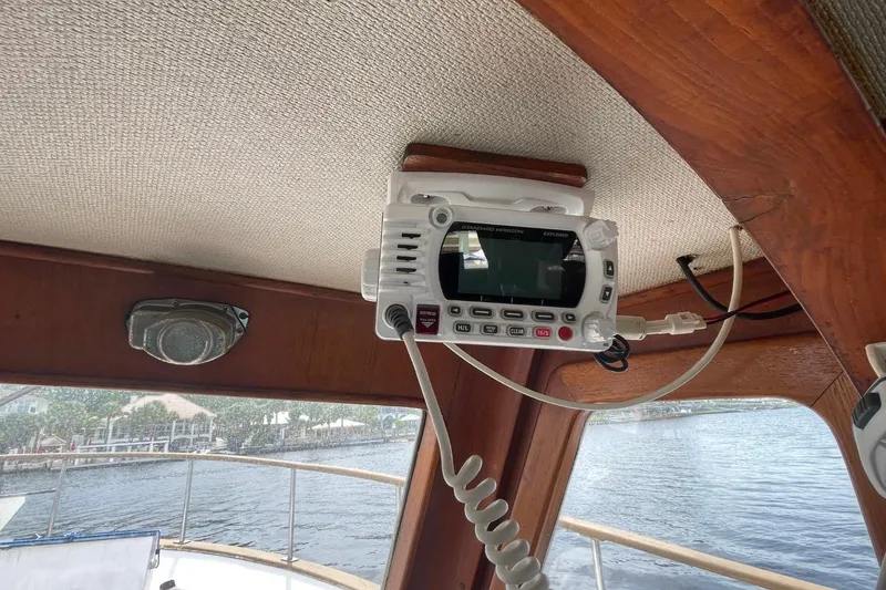 Slide: The Image of Interior of 1979 Albin 36 Trawler with marine radio installed on ceiling. - 10