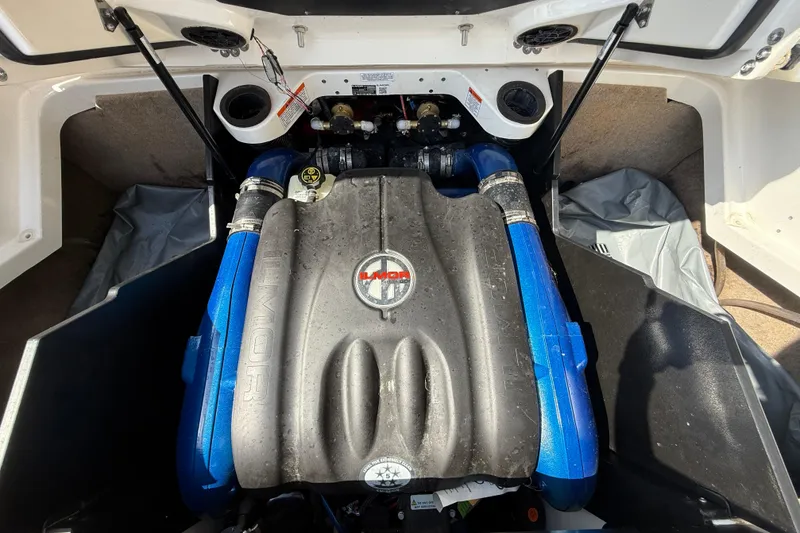 Slide: The Image of Engine compartment of a 2020 MasterCraft X22 boat with Ilmor engine. - 17