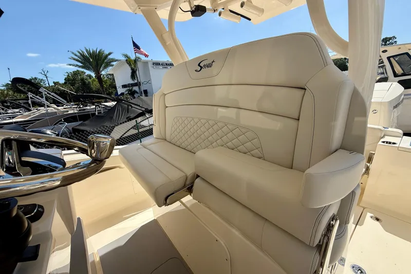 Slide: The Image of Luxurious seating on 2026 Scout 330 LXF boat, featuring elegant design and premium materials. - 34
