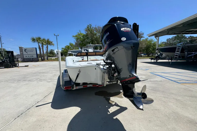 Slide: The Image of 2016 Yellowfin 21 Hybrid boat with Yamaha 250 engine on trailer. - 15