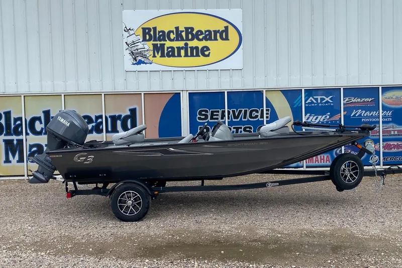 The Image of 2026 G3 Sportsman 1610 boat on trailer at BlackBeard Marine dealership. - 1