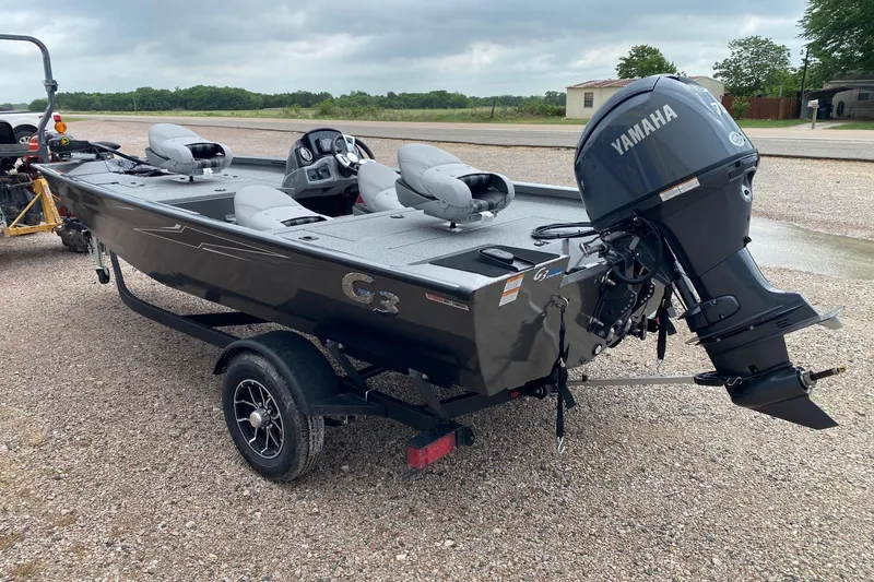 Slide: The Image of 2026 G3 Sportsman 1610 boat with Yamaha outboard motor on a trailer. - 4