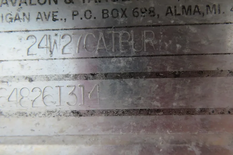 Slide: The Image of Close-up of Avalon Catalina Fish 24' 2014 boat identification plate. - 42