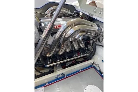 Slide: The Image of 2007 Eliminator 30 Daytona engine with polished chrome components and intricate detailing. - 8