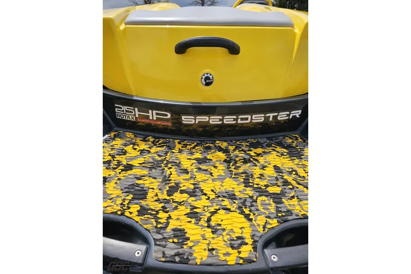 Slide: The Image of 2007 Sea-Doo 150 Speedster with 215HP Rotax engine, yellow and black design. - 34