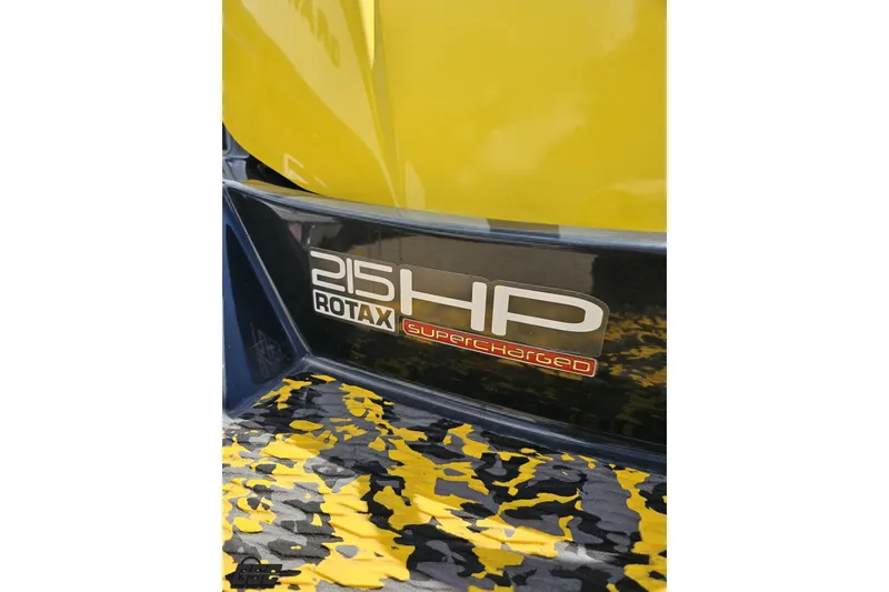 Slide: The Image of 2007 Sea-Doo 150 Speedster with 215HP Rotax supercharged engine, yellow and black design. - 35