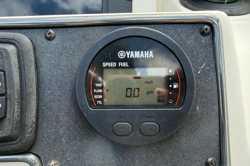 Slide: The Image of Yamaha speed fuel gauge on 2017 Scout 210 Dorado boat dashboard. - 27