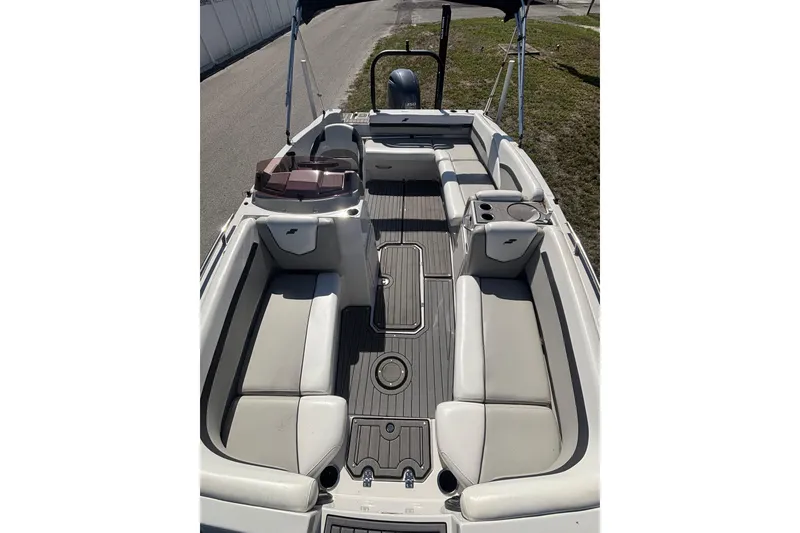 Slide: The Image of 2023 Starcraft SVX 191 OB boat interior with spacious seating and modern design. - 23