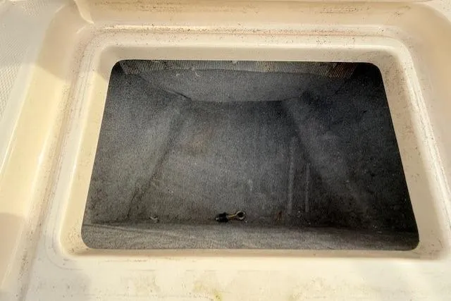 Slide: The Image of Storage compartment of a 2015 Grady-White Freedom 225 boat, featuring a carpeted interior. - 39