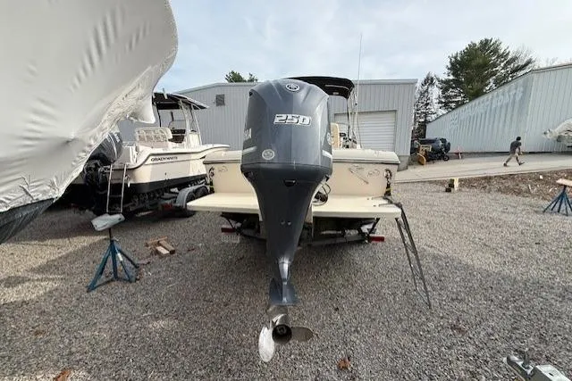 Slide: The Image of 2015 Grady-White Freedom 225 boat with Yamaha 250 outboard motor in storage yard. - 42