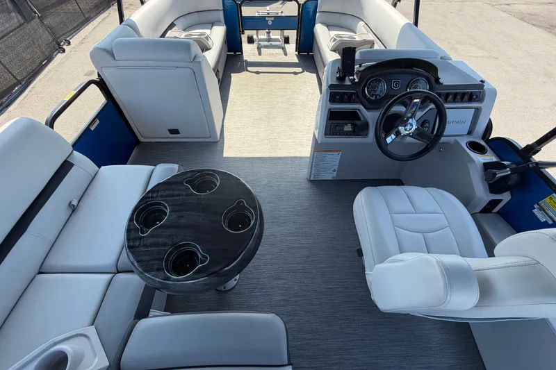 Slide: The Image of Interior of 2022 Godfrey Sweetwater 2286FS pontoon boat with seating and steering console. - 71