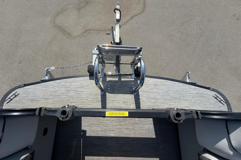 Slide: The Image of Top view of 2022 Godfrey Sweetwater 2286FS boat trailer hitch and deck. - 77