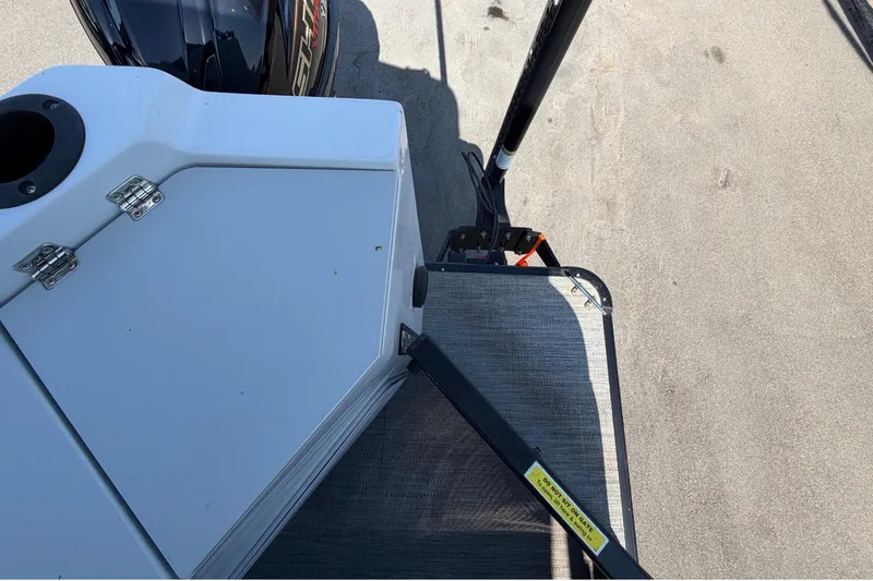 Slide: The Image of Top view of 2022 Godfrey Sweetwater 2286FS boat deck and motor. - 65