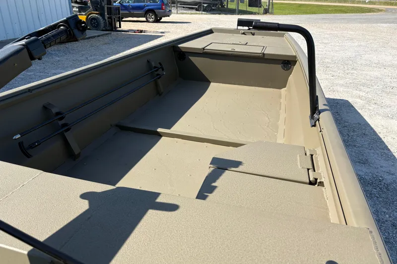 Slide: The Image of 2026 Gator Tail 1748 Gator Series boat interior with storage compartments. - 4