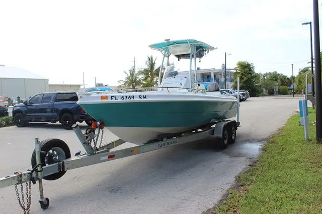 Slide: The Image of 2018 Glasstream 240 CCX boat on trailer in parking lot. - 3