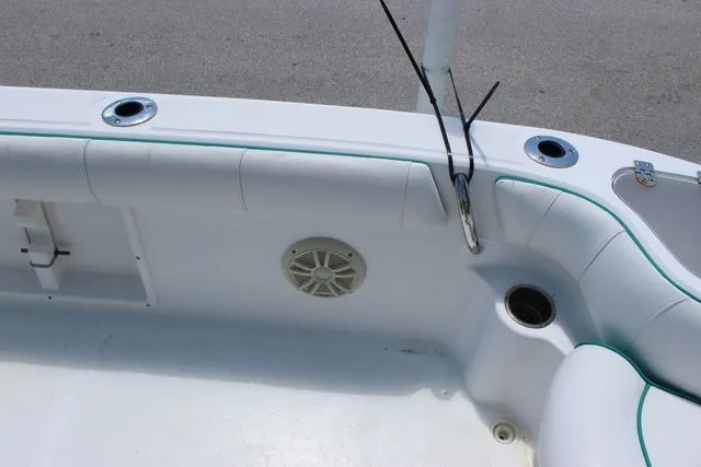 Slide: The Image of Interior view of a 2018 Glasstream 240 CCX boat with speaker. - 34