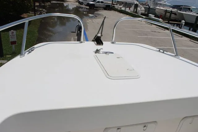 Slide: The Image of Bow deck of 2017 Twin Vee OceanCat 260 TE at marina. - 26
