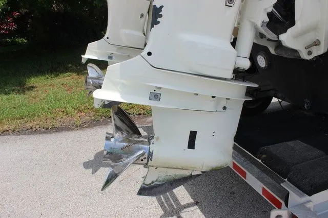 Slide: The Image of 2017 Twin Vee OceanCat 260 TE outboard motors on trailer. - 34