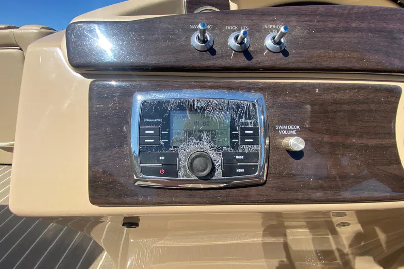 Slide: The Image of Simrad display on 2018 Harris Solstice 240 boat showing navigation and engine data. - 17