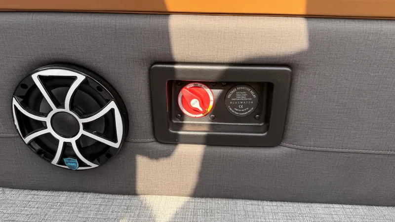 Slide: The Image of Close-up of a speaker and a switch on a boat. - 44