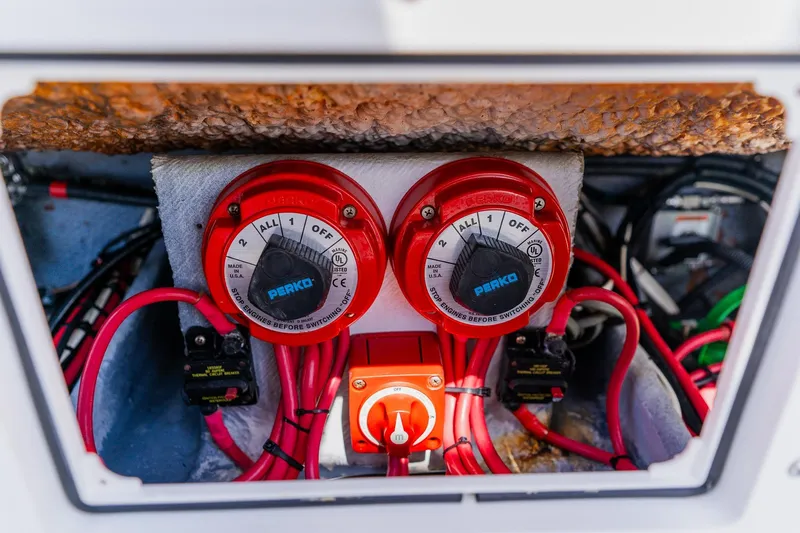 Slide: The Image of Electrical system of a 1998 World Cat 266 SF boat with Perko battery switches. - 35