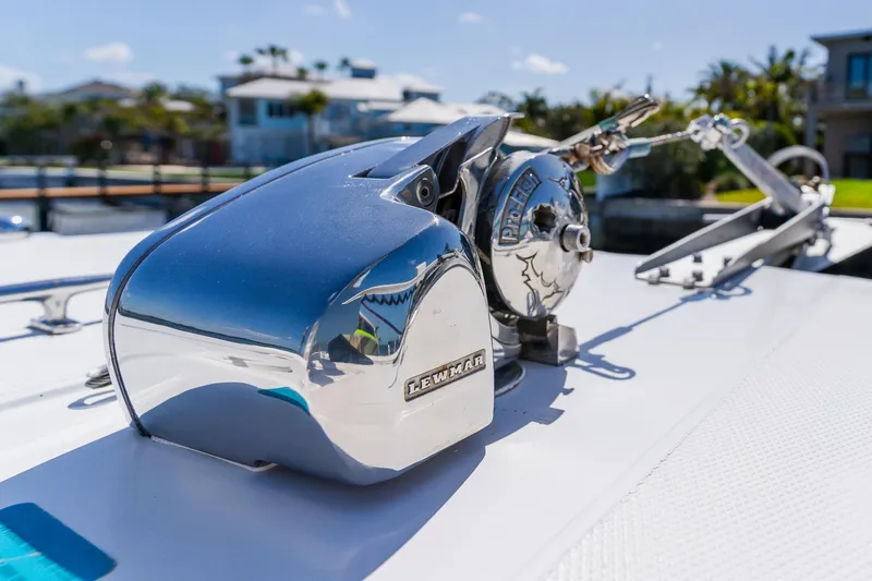 Slide: The Image of Close-up of a Lewmar winch on a 1998 World Cat 266 SF boat deck. - 93