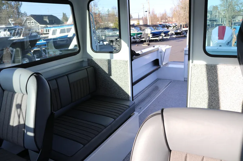 Slide: The Image of Interior of 2026 Alumaweld Horizon 26 boat, featuring spacious seating and modern design. - 16