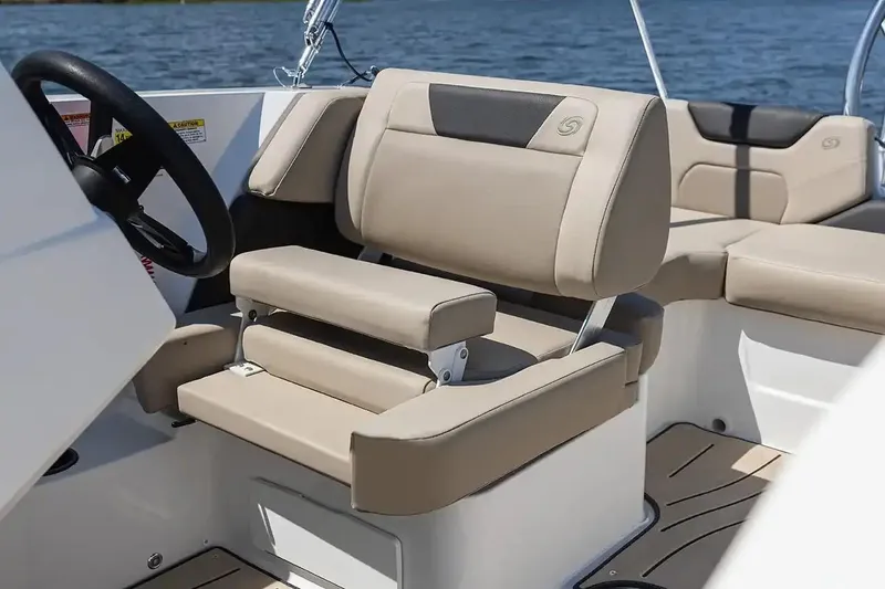 Slide: The Image of Manufacturer Provided Image: 2026 Hurricane SunDeck Sport 2050 OB boat cruising on a calm lake. - 5